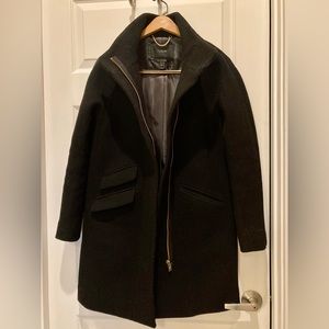 J. Crew Cocoon Coat In Italian Stadium-Cloth Wool Black Size 2